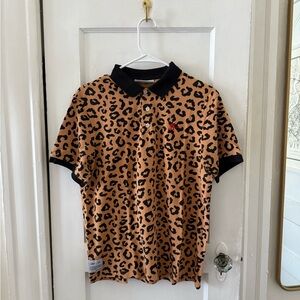 Arthur Ashe | Leopard Print Tennis Polo | Size M